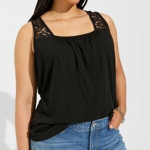 Torrid Black Lace Detail Tank Top